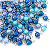 70Pcs 7 Colors Glass Pearl Round Connector Charms PALLOY-TA00265-3