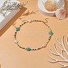 Tortoise Dyed Synthetic Turquoise & Shell Pearl & Glass Seed Beaded Necklace NJEW-TA00054-2