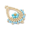 Faceted Round Dyed Natural Magnesite & Glass Seed Beaded Pendants PALLOY-MZ01097-04-3