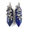 Dyed Natural Lapis Lazuli Double Terminal Pointed Pendants G-C144-03P-08-1