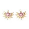 Brass Micro Pave Deep Pink Cubic Zirconia Pendants KK-Z019-15G-1