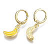 Brass Enamel Huggie Hoop Earrings EJEW-T014-25G-NF-2