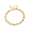 Brass Micro Pave Clear Cubic Zirconia Link Bracelets for Women BJEW-D342-01G-4