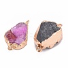 Golden Plated Dyed Natural Druzy Agate Links connectors with Iron Findings G-R275-276-2
