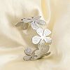 Non-Tarnish Flower 304 Stainless Steel Open Cuff Bangles for Women BJEW-M313-05P-4