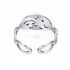 Non-Tarnish 304 Stainless Steel Moon and Star Open Cuff Ring RJEW-T023-12P-2