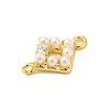 Rack Plating Brass Clear Cubic Zirconia Connector Charms KK-S396-06F-2