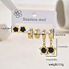 3 Pairs Flower 201 Stainless Steel Earring Sets ZH5576-1-5