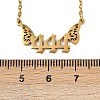 201 Stainless Steel Number 444 with Butterfly Wings Pendant Necklaces NJEW-P332-01B-G-5