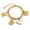 304 Stainless Steel & Natural Shell Charm Bracelets WGD3A98-01-5
