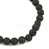 Natural Lava Rock Round Beaded Stretch Bracelets for Men Women BJEW-JB12490-4