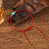 Stylish Round Synthetic Turquoise & Brass Bead Braided Bracelets HI1374-4