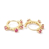Brass Inlaid Cubic Zirconia Hoop Earrings ZIRC-P090-17G-B-3