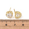 Brass Micro Pave Clear Cubic Zirconia Stud Earrings EJEW-C174-02A-G-5