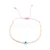 Adjustable Miyuki Seed & Resin Evil Eye Braided Beaded Bracelet for Women BJEW-O187-11-2