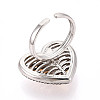 Brass Micro Pave Cubic Zirconia Adjustable Open Cuff Rings for Women RJEW-N051-06GP-3