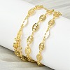 Oval with Hollow Heart Brass Link Chain Necklaces for Women NJEW-K271-06G-4