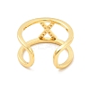 Clear Cubic Zirconia Initial Letter Open Cuff Ring RJEW-A012-01G-X-3