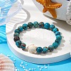 Summer Beach Turtle Dyed Synthetic Turquoise & Round Ocean Jasper Beaded Stretch Bracelets for Women BJEW-JB10937-02-2