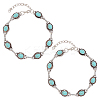 2Pcs Acrylic Imitation Turquoise Oval Link Chain Anklet AJEW-AN0001-04-1