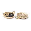 Rack Plating Brass Micro Pave Clear & Black Cubic Zirconia Pendants X-KK-B050-01G-2