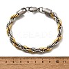 304 Stainless Steel Rope Chain Bracelets for Women BJEW-C091-03A-GP-5