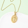 304 Stainless Steel Oval with Virgin Mary Pendant Necklaces for Women NJEW-B149-02G-2