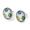 Sport Balls Glass & 304 Stainless Steel Stud Earrings for Women EJEW-H005-01P-02-1