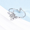 304 Stainless Steel Rhinestone Cuff Rings RJEW-D306-23P-5