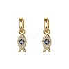 Fish 925 Sterling Silver Micro Pave Cubic Zirconia Leverback Earrings for Woman EJEW-Q384-03G-1