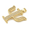 Rack Plating Brass Micro Pave Clear Cubic Zirconia Pendants KK-Z067-01G-02-2
