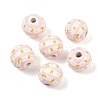 Christmas Printed Schima Wood European Beads WOOD-I015-01N-1