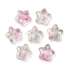 Transparent Spray Painted Frosted Glass Beads GLAA-NH0003-01A-1