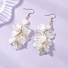 Petaline with Shell Shape Glass Seed & ABS Imitation Pearl Dangle Earrings EJEW-MZ00672-1