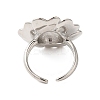 Flower Brass Open Cuff Rings RJEW-A046-06P-3