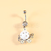 316L Surgical Stainless Steel Pave Cubic Zirconia Enamel Dangle Curved Barbell Belly Rings FS-WGB5546-14-1