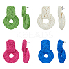 4 Pairs 4 Colors Raffia Grass Donut Dangle Stud Earrings EJEW-FI0002-30-1