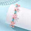 Synthetic Turquoise & Brass Beads Stretch Bracelets for Women BJEW-JB13877-02-2