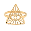 Ion Plating(IP) 304 Stainless Steel Triangle with Horse Eye Adjustable Ring for Women X-RJEW-M149-10G-1