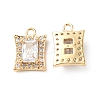 Brass Micro Pave Clear Cubic Zirconia Charms KK-E068-VF224-1