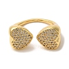 Rack Plating Brass Micro Pave Clear Cubic Zirconia Cuff Rings for Women RJEW-G325-13E-G-2