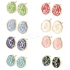 Brass Enamel Oval Stud Earrings EJEW-I322-04G-4