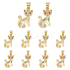 8Pcs 2 Colors Rack Plating Brass Micro Pave Cubic Zirconia Pendants KK-DC0003-21-1