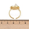 Brass Sky Blue Enamel Flower Cuff Rings RJEW-C139-17C-G-5