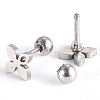 Tarnish Resistant 201 Stainless Steel Flower Barbell Cartilage Earrings LS-EJEW-R147-26-2