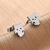 Tarnish Resistant 304 Stainless Steel Kitten Stud Earrings EJEW-F227-08P-3