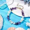 Starfish Synthetic Turquoise & Natural Amethyst Chip Beaded Bracelets for Women BJEW-JB11264-01-1