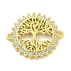 Rack Plating Brass Micro Pave Cubic Zirconia Tree of Life Links KK-B091-45G-1