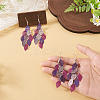 2 Pairs 430 Stainless Steel Leaf Dangle Earrings EJEW-TA0001-83E-6