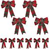 CHGCRAFT 10Pcs 2 Style Christmas Theme Tartan Pattern Polyester Bowknot AJEW-CA0002-64-1